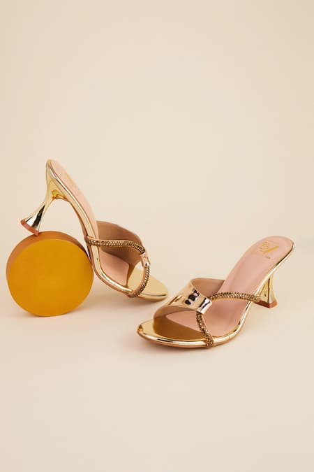 Shop House Of Vian Gold Crystals Embellished Heels at Aza Fashions Shop_House Of Vian_Gold Crystals Embellished Heels _at_Aza_Fashions