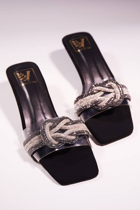 Shop House Of Vian Black Stones, Rhinestones Swarovski Embellished Heels at Aza Fashions Shop_House Of Vian_Black Stones, Rhinestones Swarovski Embellished Heels _at_Aza_Fashions