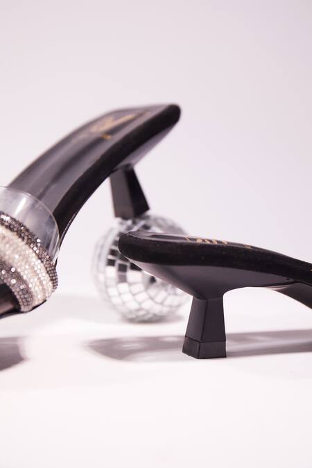 House Of Vian Black Stones, Rhinestones Swarovski Embellished Heels Online at Aza Fashions House Of Vian_Black Stones, Rhinestones Swarovski Embellished Heels _Online_at_Aza_Fashions
