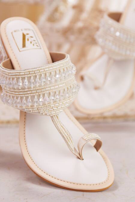 Buy House Of Vian White Crystals, Cut Work, Beads Cutdana Block Heels Online at Aza Fashions Buy_House Of Vian_White Crystals, Cut Work, Beads Cutdana Block Heels _Online_at_Aza_Fashions