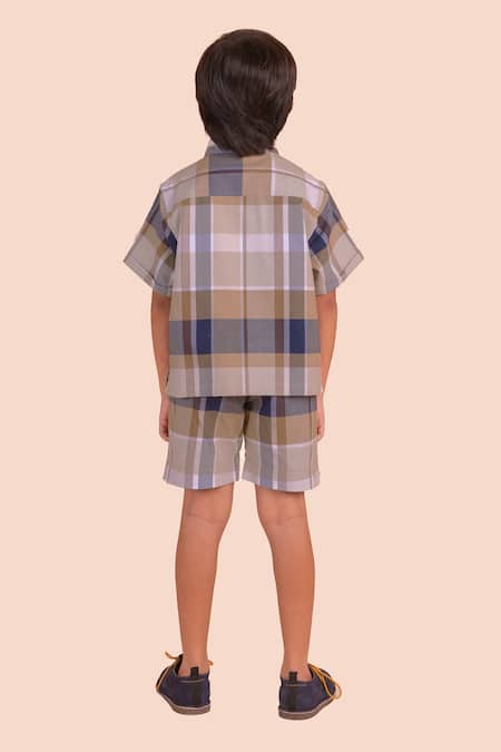 Partykles Multi Color Dupplin Checkered Shirt & Shorts 