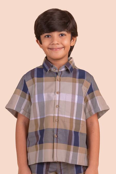 Buy Partykles Multi Color Cotton Dupplin Checkered Shirt And Shorts Online at Aza Fashions Buy_Partykles_Multi Color Cotton Dupplin Checkered Shirt And Shorts _Online_at_Aza_Fashions