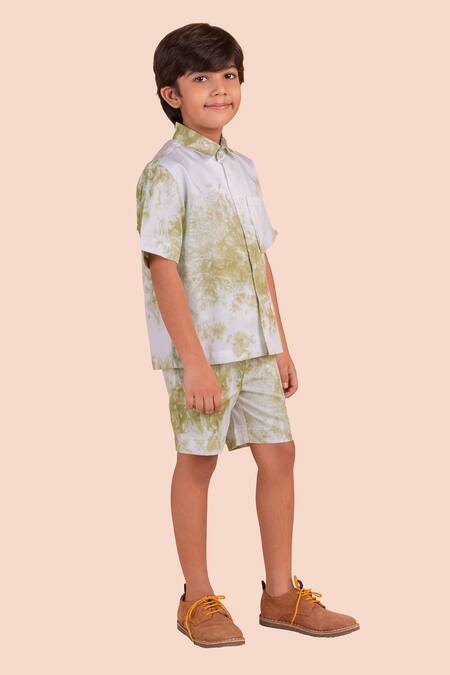 Buy_Partykles_Multi Color Cotton Satin Ripple Print Shirt And Shorts Set _Online_at_Aza_Fashions