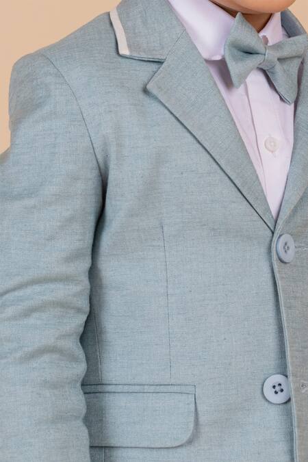 Buy Partykles Blue Linen Brooches Solid Blazer And Shorts Set Online at Aza Fashions Buy_Partykles_Blue Linen Brooches Solid Blazer And Shorts Set_Online_at_Aza_Fashions