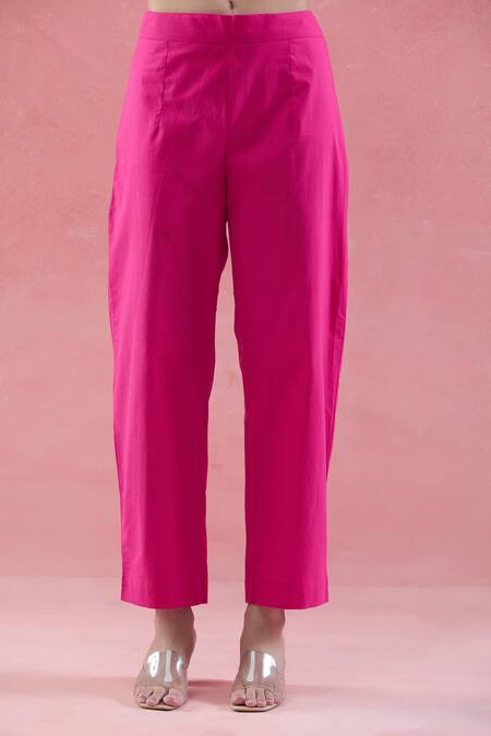 Naintara Bajaj_Pink Cotton Mandarin Collar Kurta Set _Online_at_Aza_Fashions