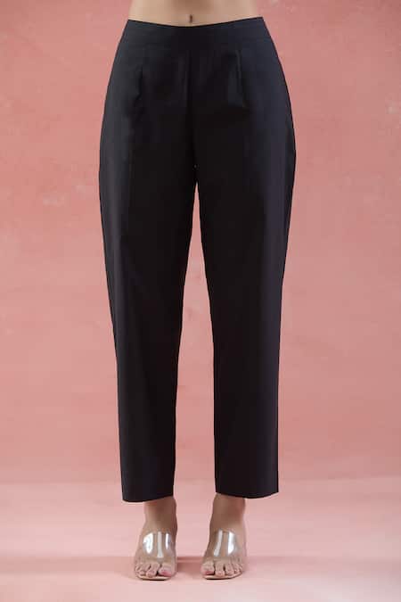 Buy_Naintara Bajaj_Blue Cotton Mandarin Collar Navy Pleated Kurta Set _Online_at_Aza_Fashions