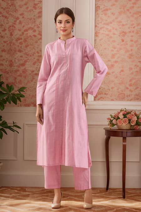 Samyukta Singhania Pintucked Cotton Kurta Set 