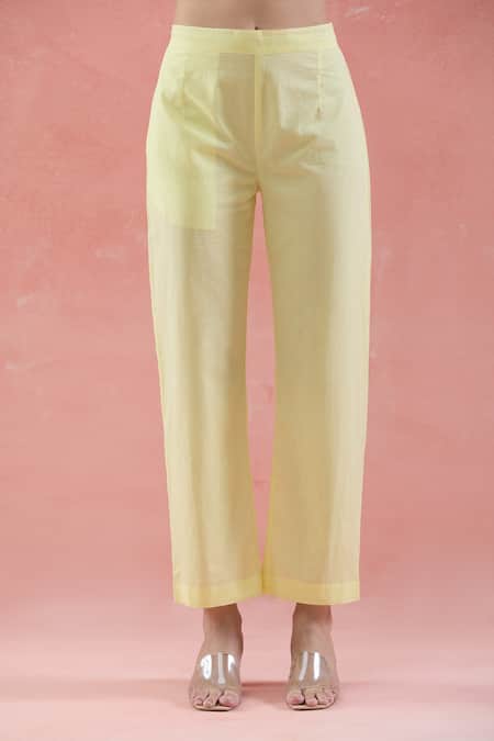 Shop Samyukta Singhania Yellow Chiffon Round Neck Floral Hand Painted Anarkali Set Online at Aza Fashions Shop_Samyukta Singhania_Yellow Chiffon Round Neck Floral Hand Painted Anarkali Set_Online_at_Aza_Fashions