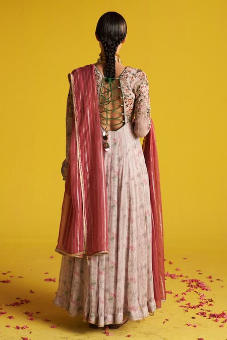 Studio Bagechaa Multi Color Abstract Print Anarkali Set 