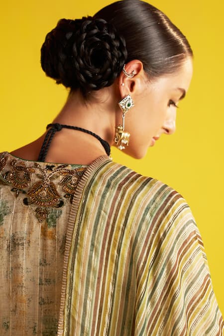 Studio Bagechaa Beige Abstract Print Anarkali Set