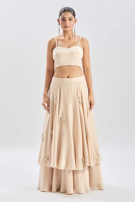 Shreeka Ivory Georgette, Satin Pearls, Crystals Resham Embroidered Jacket Skirt Set at Aza Fashions Shreeka_Ivory Georgette, Satin Pearls, Crystals Resham Embroidered Jacket Skirt Set _at_Aza_Fashions