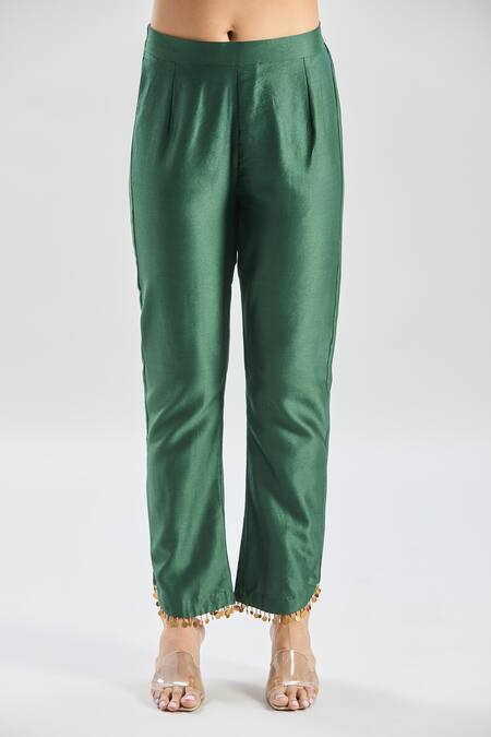 Shop_Shreeka_Green Silk Organza Crystals, Sequins, Beads, Zari Zardozi Embroidered Kurta Set _Online_at_Aza_Fashions