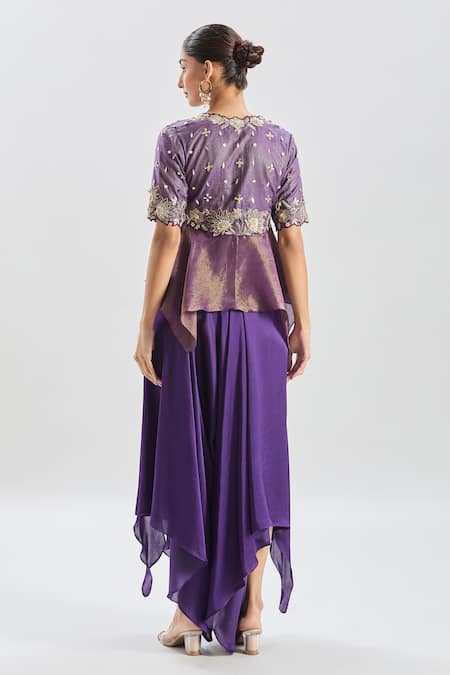 Shreeka Floral Embroidered Peplum Top & Pant Set 