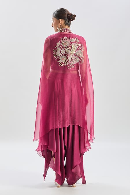 Shreeka Phoenix Bird Embroidered Cape Pant Set 