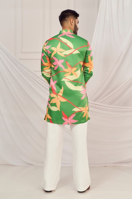 Harshita Singhvi Floral Print Mandarin Collar Kurta 