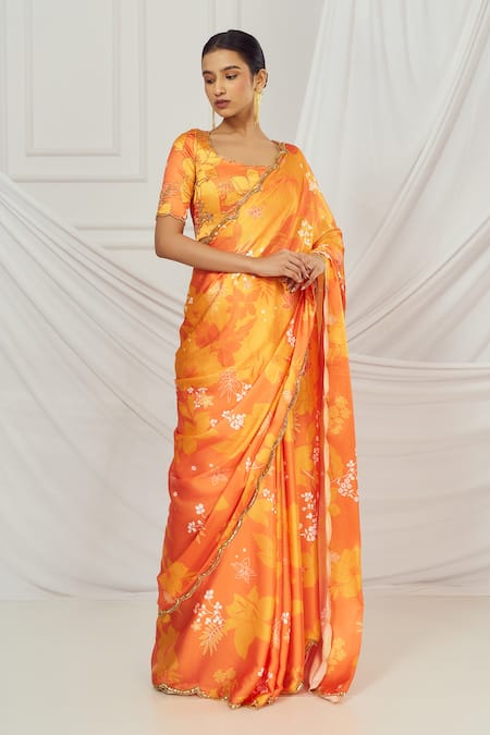 Harshita Singhvi Floral Printed Saree With Embroidered Blouse 