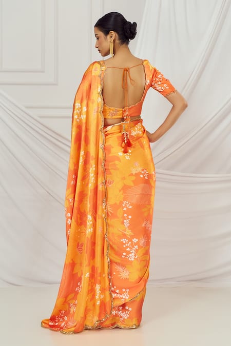 Harshita Singhvi Floral Printed Saree With Embroidered Blouse 