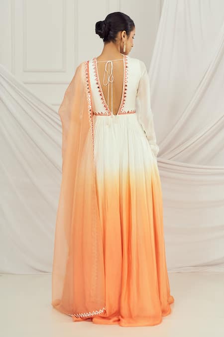 Harshita Singhvi Ombre Mirror Embroidered Anarkali Set 