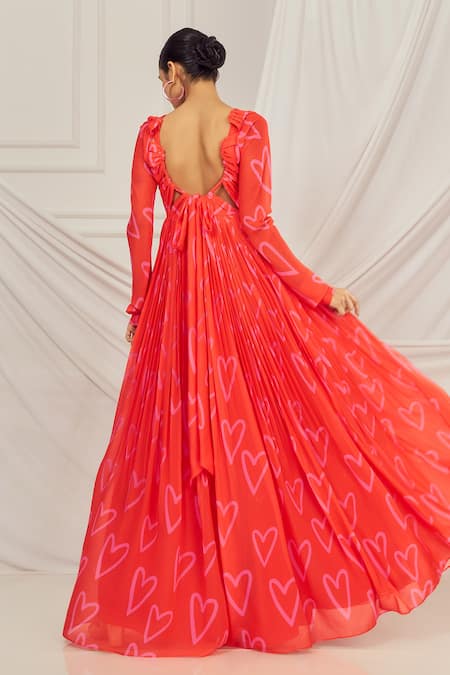 Harshita Singhvi Heart Print Anarkali Set With Dupatta 