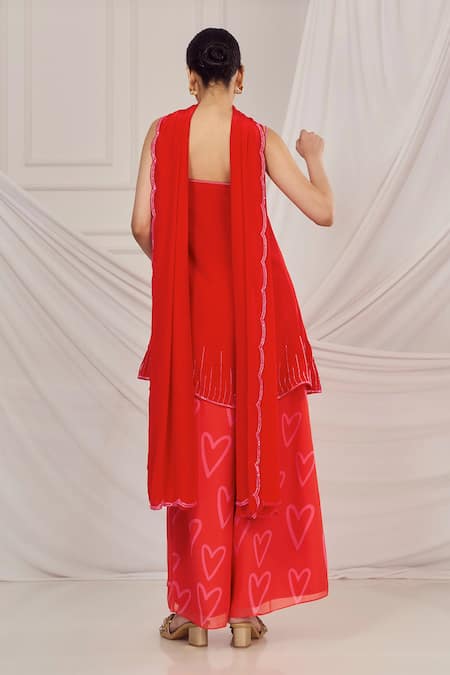 Harshita Singhvi 3D Heart Embroidered Kurta Palazzo Set 