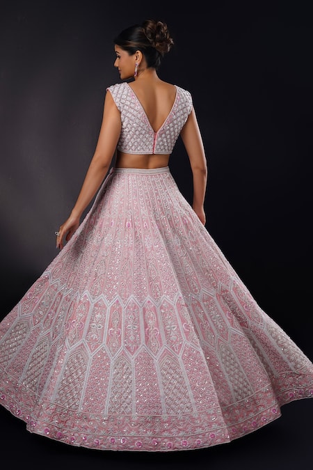Ronak And Shruti Pink Embroidered Bridal Lehenga Set 