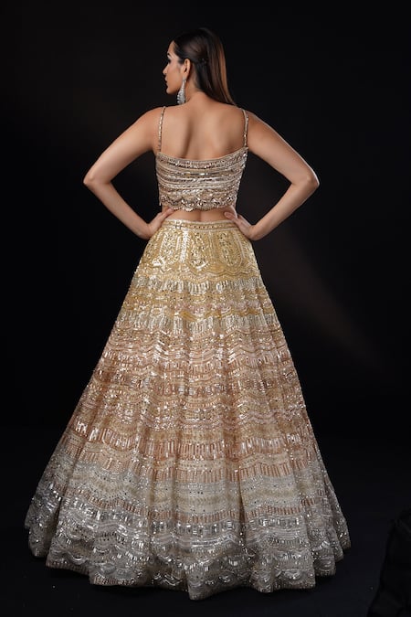 Ronak And Shruti Ombre Crystal Bead Embroidered Lehenga Set 