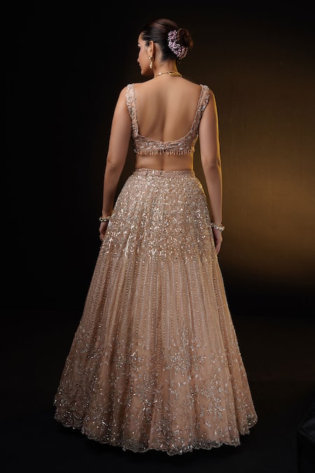 Ronak And Shruti Floral Embroidered Lehenga Set With Cape 