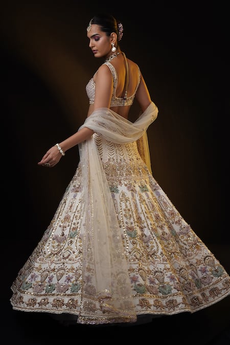 Ronak And Shruti Ivory Embroidered Bridal Lehenga Set 