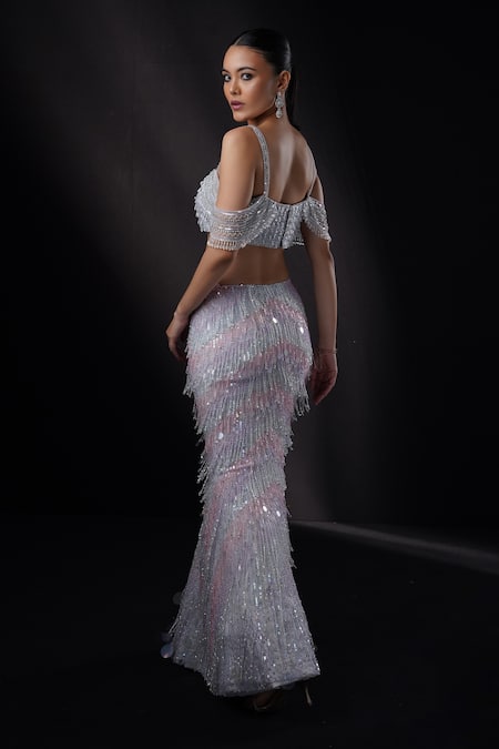 Ronak And Shruti 3D Fringed Tassel Embellished Lehenga Set 