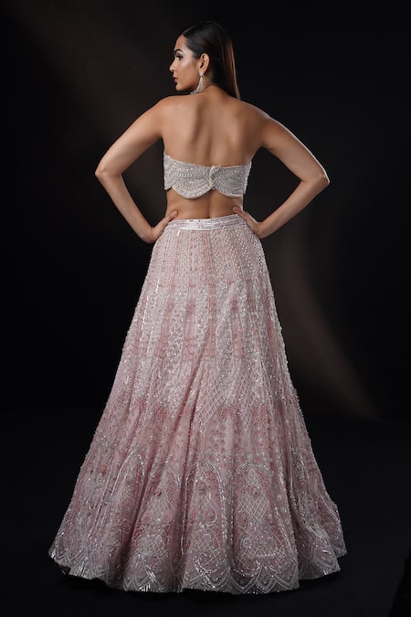 Ronak And Shruti Crystal Petal Embroidered Cape & Lehenga Set 