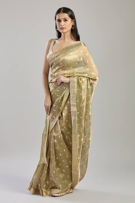 Buy Mint N Oranges Green Tissue Embroidery Floral Hand Woven Banarasi Saree Online at Aza Fashions Buy_Mint N Oranges_Green Tissue Embroidery Floral Hand Woven Banarasi Saree_Online_at_Aza_Fashions