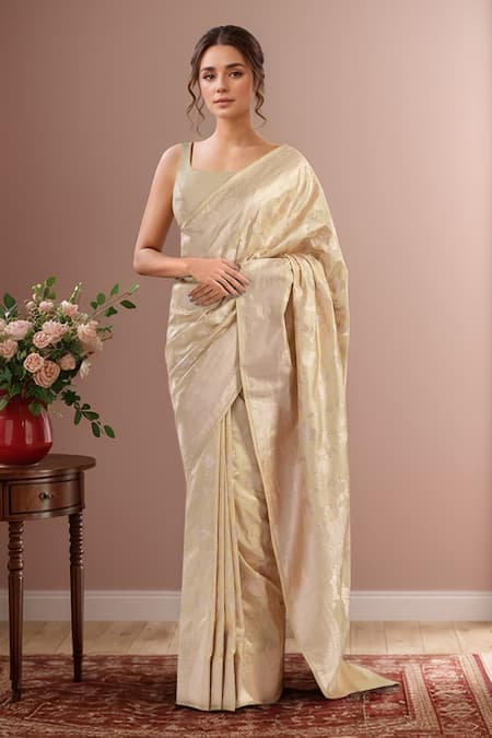 Mint N Oranges Botanical Hand Woven Saree 