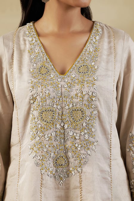 Buy Shalkii Ivory Tissue, Handloom Cotton Pearls, Cutdana Embroidered Kurta And Dhoti Pant Set Online at Aza Fashions Buy_Shalkii_Ivory Tissue, Handloom Cotton Pearls, Cutdana Embroidered Kurta And Dhoti Pant Set _Online_at_Aza_Fashions