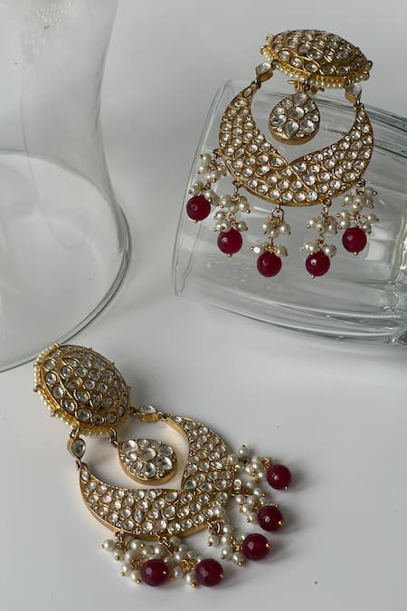 Studio6 Jewels_Red Pearls Kundan Choker Necklace Set _Online_at_Aza_Fashions