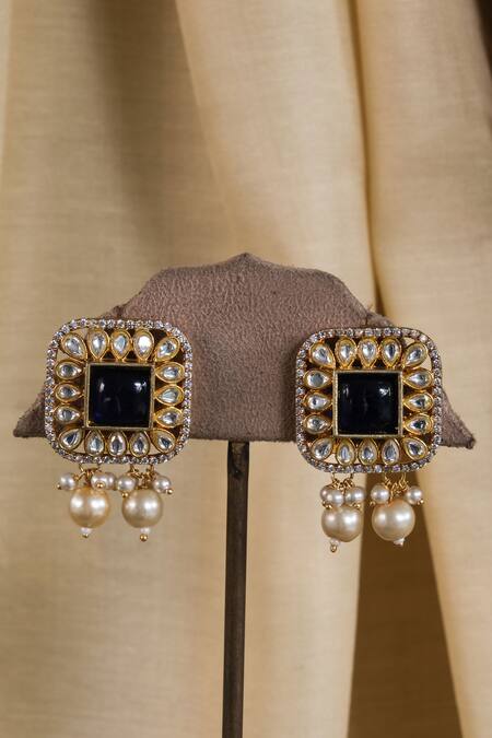 Shop Studio6 Jewels Blue Beads Kundan Necklace Set Online at Aza Fashions Shop_Studio6 Jewels_Blue Beads Kundan Necklace Set_Online_at_Aza_Fashions