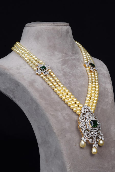 Studio6 Jewels Zircon & Pearl Pendant Necklace 