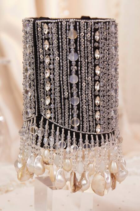 House Of Vian Black Crystals, Cut Work, Beads Velvet Embellished Bucket Bag Online at Aza Fashions House Of Vian_Black Crystals, Cut Work, Beads Velvet Embellished Bucket Bag _Online_at_Aza_Fashions