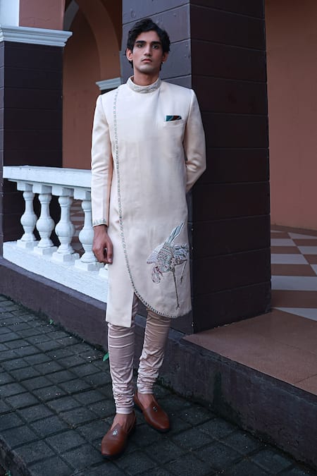 Sanvir Singh Zari Thread Embroidered Sherwani Set