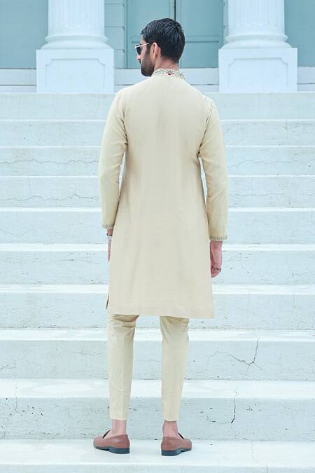 Sanvir Singh Zardozi Embroidered Yellow Kurta Set 