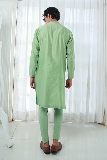 Sanvir Singh Zardozi Embroidered Mint Green Kurta Set 