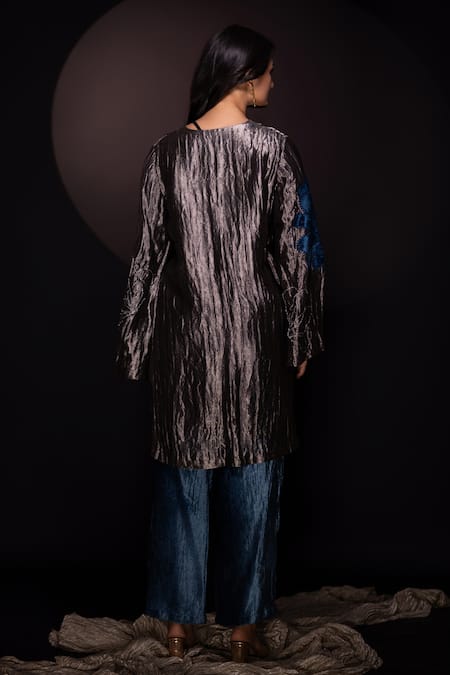 Chambray & CO. Gunmetal Floral Applique Tunic Set 