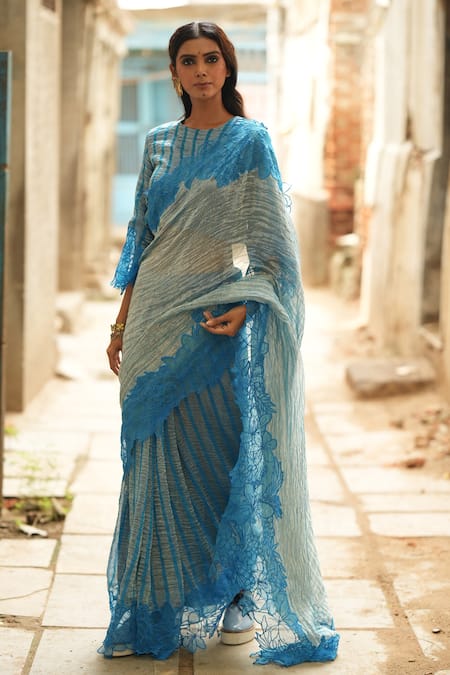 Chambray & Co. Shubha Blossom Patchwork Saree With Blouse 