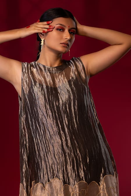 Shop Chambray & CO. Gray Silk, Cotton, Velvet Embroidery Round Gunmetal Floral Patchwork Kurta Set Online at Aza Fashions Shop_Chambray & CO._Gray Silk, Cotton, Velvet Embroidery Round Gunmetal Floral Patchwork Kurta Set _Online_at_Aza_Fashions