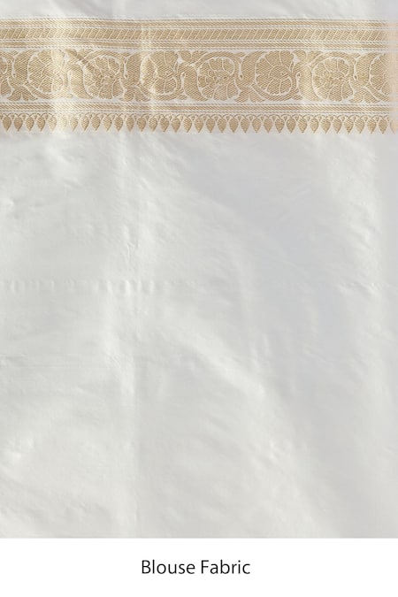 Shop_Mint N Oranges_White Silk Embroidery, Zari Floral Butta Hand Woven Saree 