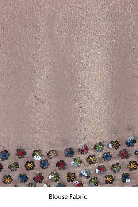 Mint N Oranges Beige Georgette Sequins Round Neck Embroidered Saree Set at Aza Fashions Mint N Oranges_Beige Georgette Sequins Round Neck Embroidered Saree Set _at_Aza_Fashions