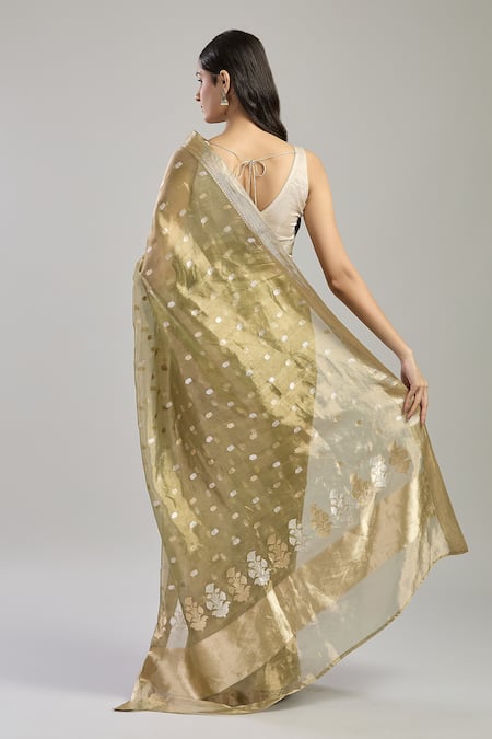 Shop Mint N Oranges Green Tissue Embroidery Floral Hand Woven Banarasi Saree at Aza Fashions Shop_Mint N Oranges_Green Tissue Embroidery Floral Hand Woven Banarasi Saree_at_Aza_Fashions