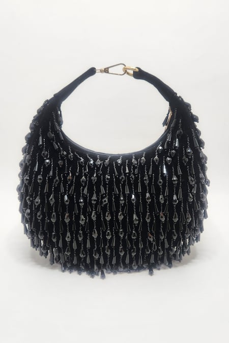 Adwita Bags & Jewels Crystal Pearl Half Moon Bag 