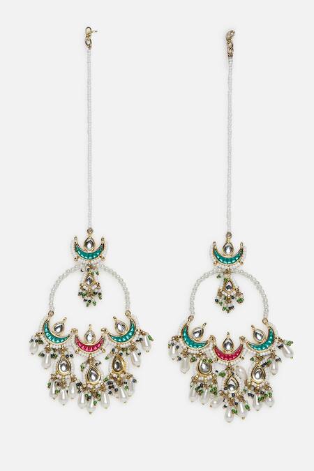 Buy Dugran By Dugristyle Red Pearls Kundan Chandbali Earrings With Online at Aza Fashions Buy_Dugran By Dugristyle_Red Pearls Kundan Chandbali Earrings With _Online_at_Aza_Fashions