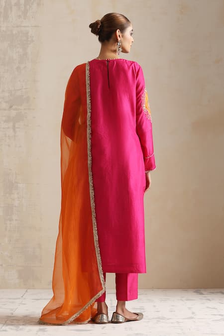 Shikha Mehta Pink Paisley Bloom Embroidered Kurta Set 