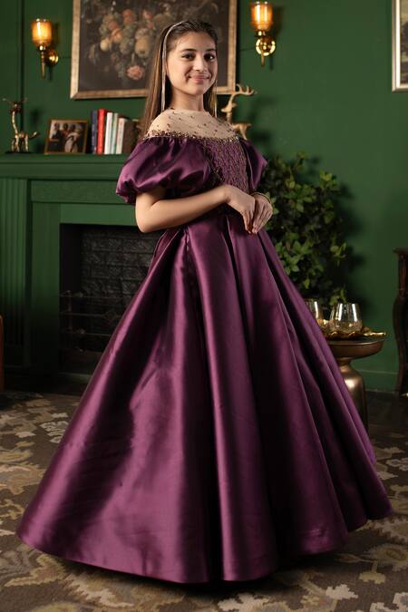 Buy Hoity Moppet Purple Satin Stones Embellished Gown Online at Aza Fashions Buy_Hoity Moppet_Purple Satin Stones Embellished Gown _Online_at_Aza_Fashions